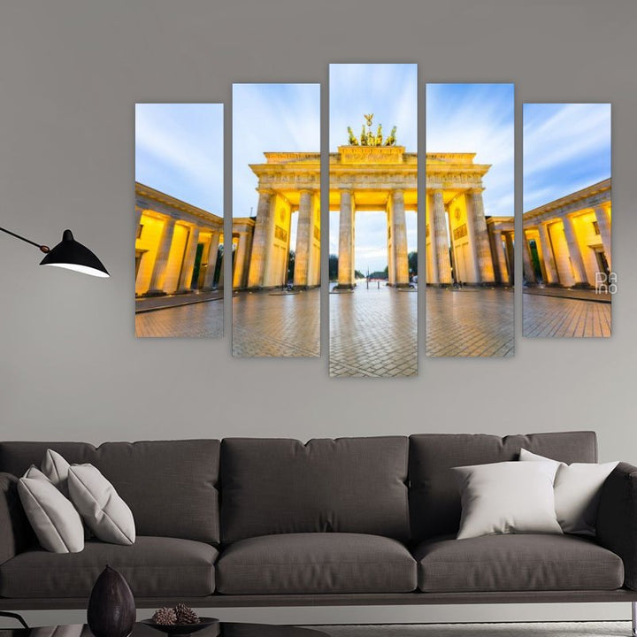 Brandenburg Gate at sunrise – five-piece modular wall art