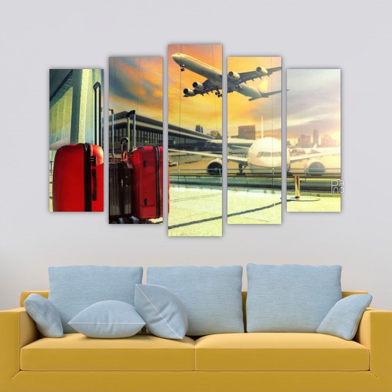 Airport – five-piece modular wall art