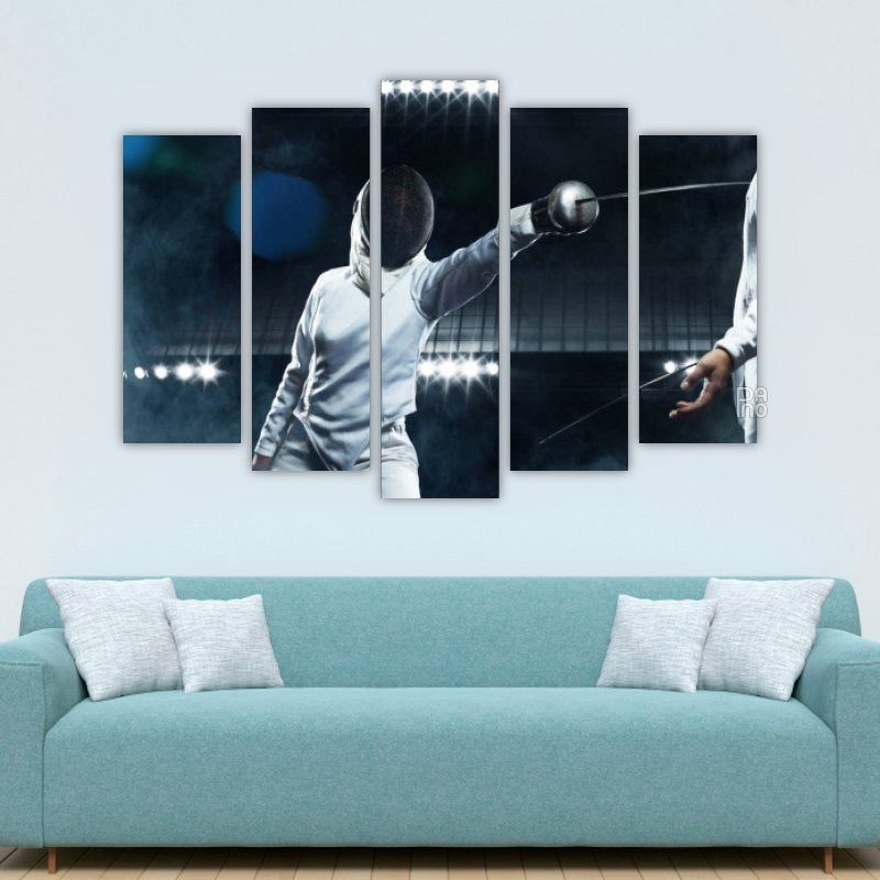 Fencer match – five-piece modular wall art