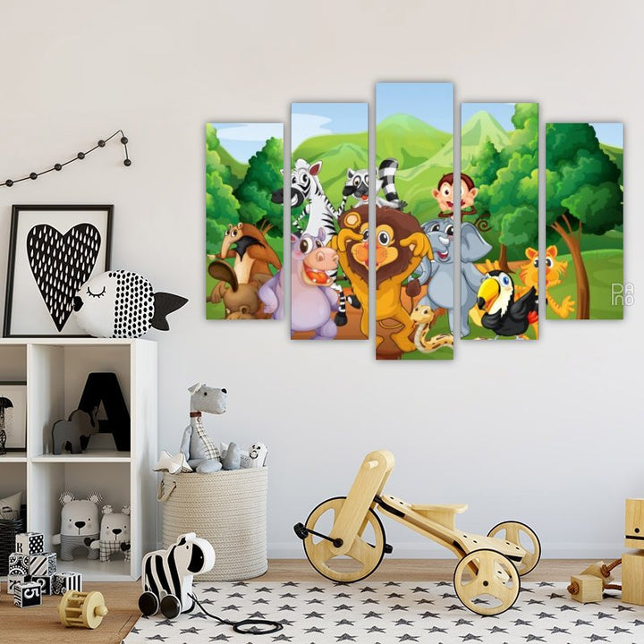 Jungle animals – five-piece modular wall art