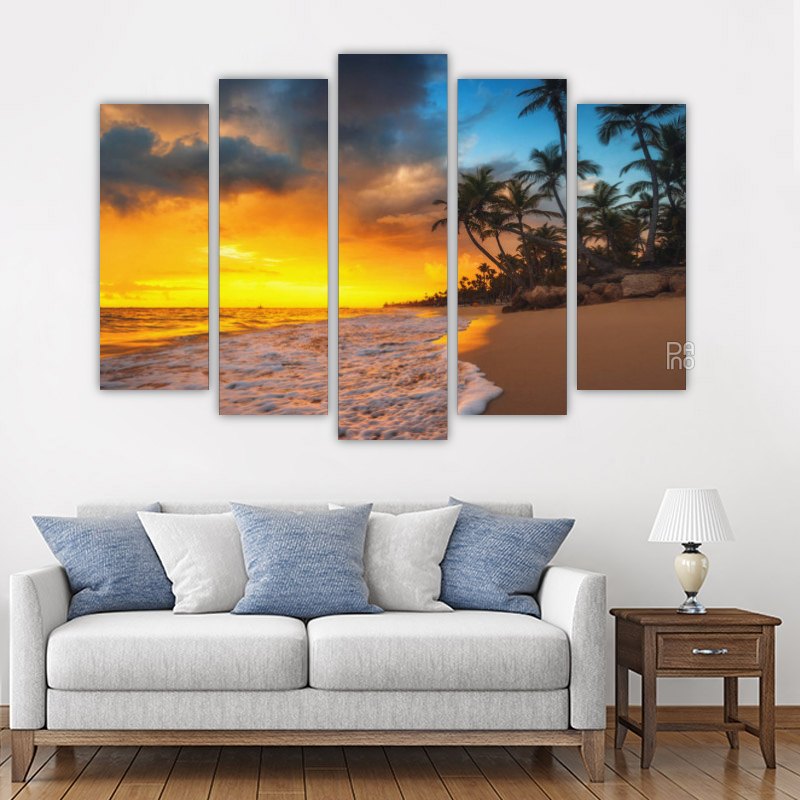 Paradise Tropical Beach – five-piece modular wall art