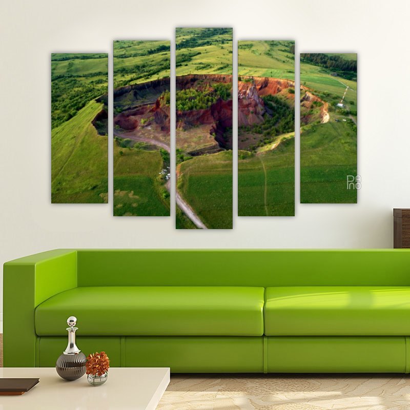 Volcanic Crater in Racos – five-piece modular wall art