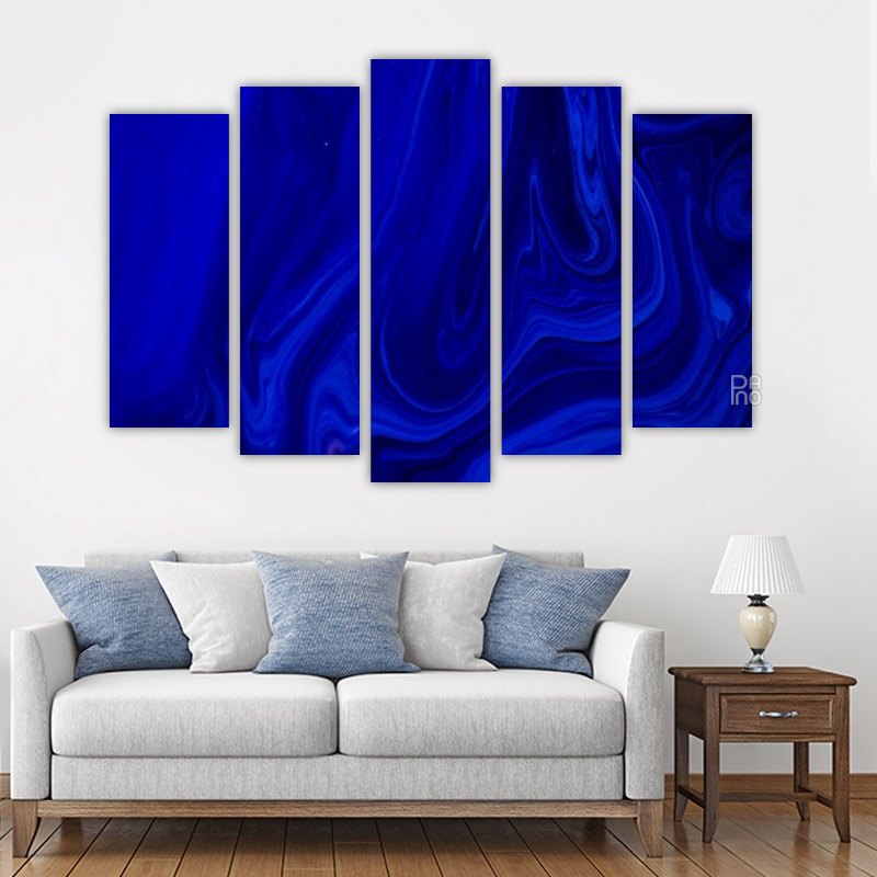 Liquid Dark Blue Texture – five-piece modular wall art