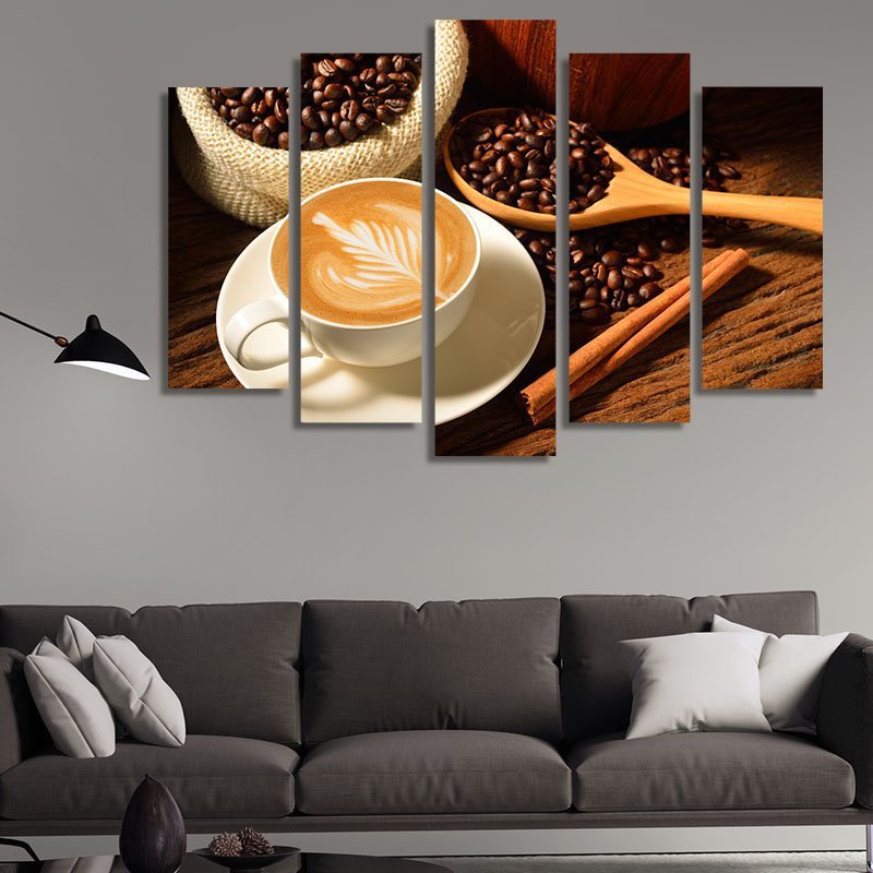 Cappuccino – five-piece modular wall art