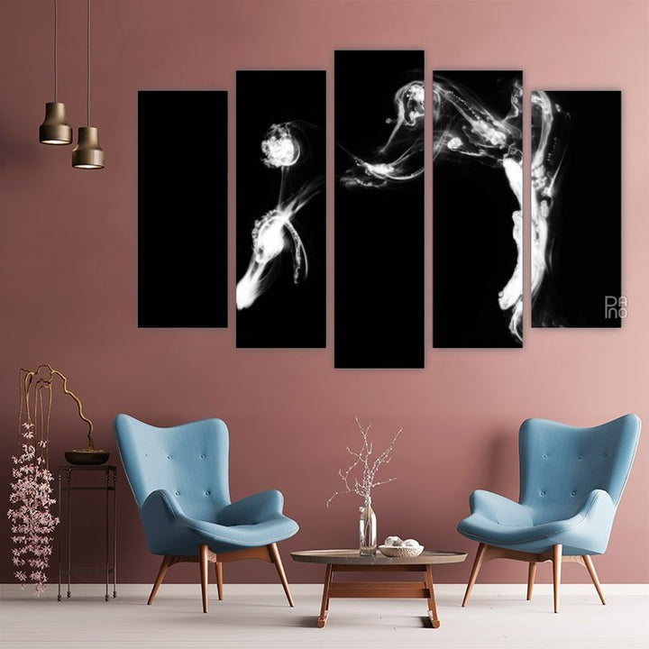 Liquid Paint in Water – five-piece modular wall art