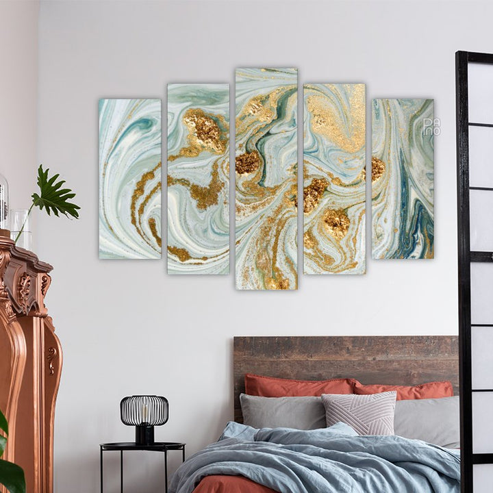 Abstraction in light blue and gold – reference image 3