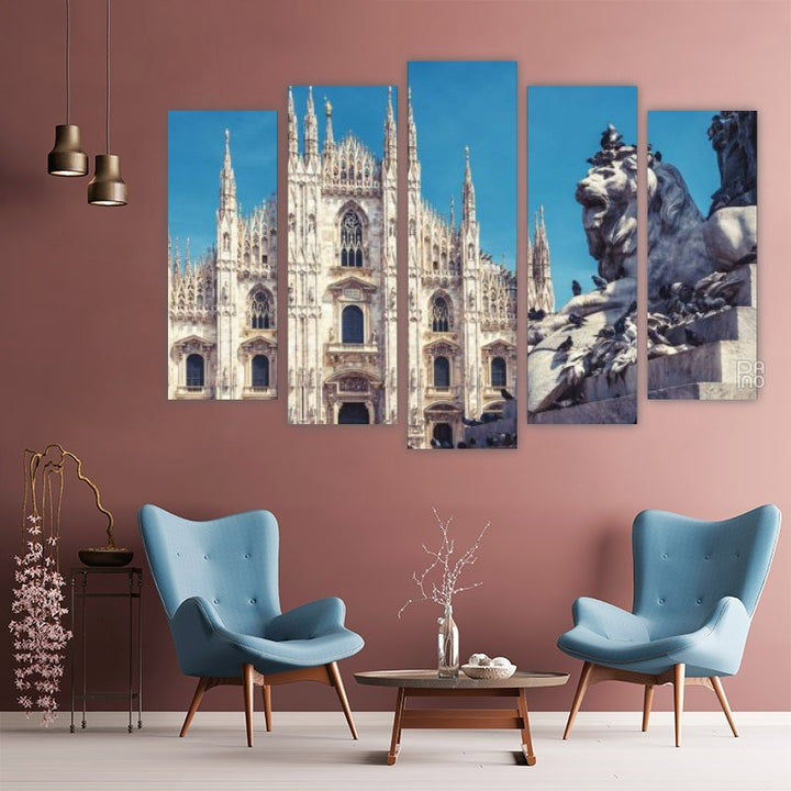 Gothic Milan Cathedral – five-piece modular wall art