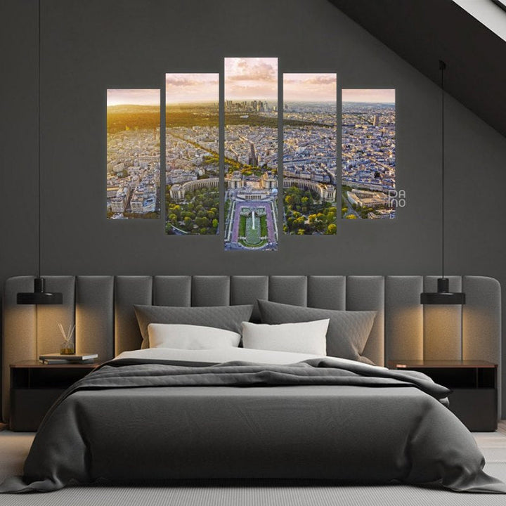 Paris with Trocadéro – five-piece modular wall art