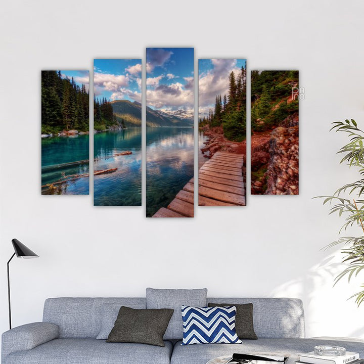 Wooden Path by Mountain Lake – reference image 2