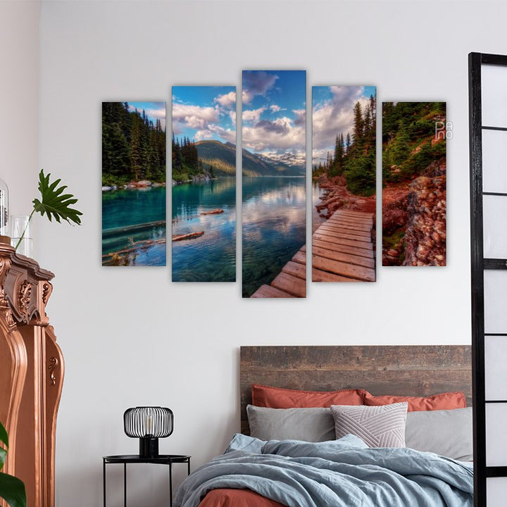 Wooden Path by Mountain Lake – reference image 3