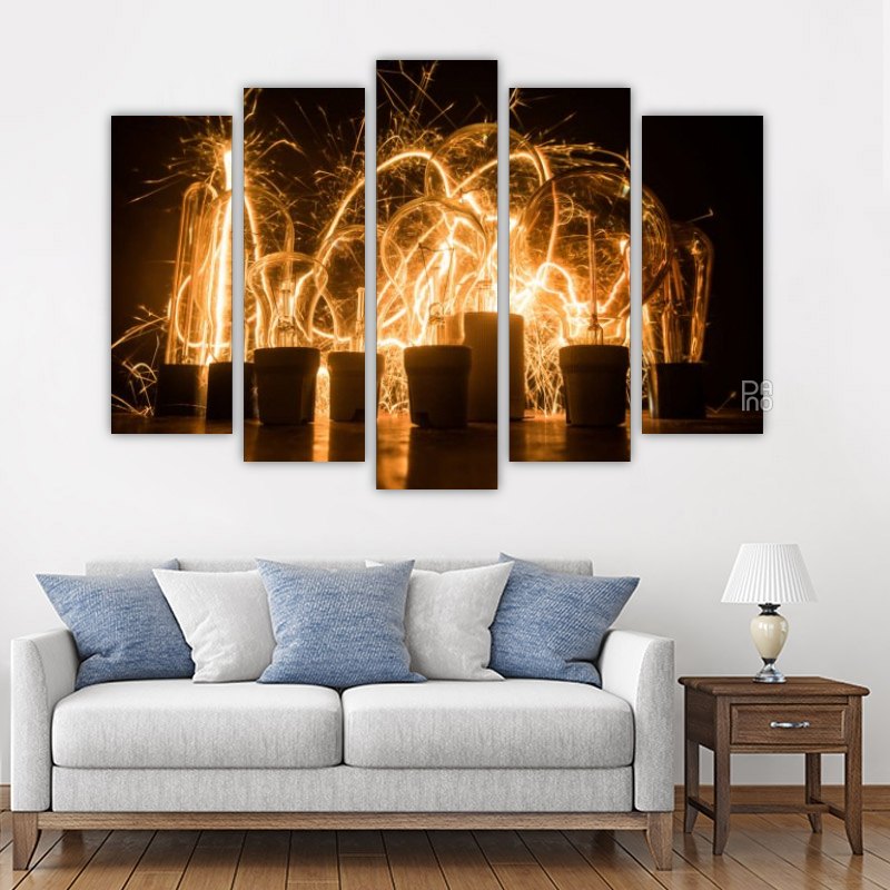 Abstract bulbs – five-piece modular wall art