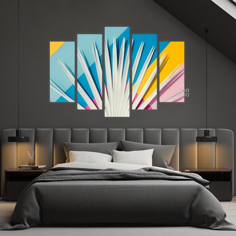 Tropical multicolor background – five-piece modular wall art