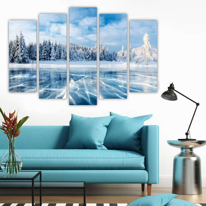Frozen lake – five-piece modular wall art