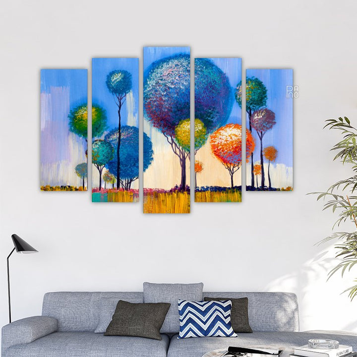 Landscape with oil painting with abstract trees – reference image 2