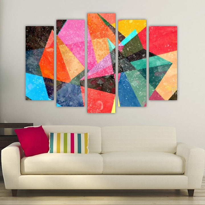 Abstract Watercolor Geometric Background – five-piece modular wall art
