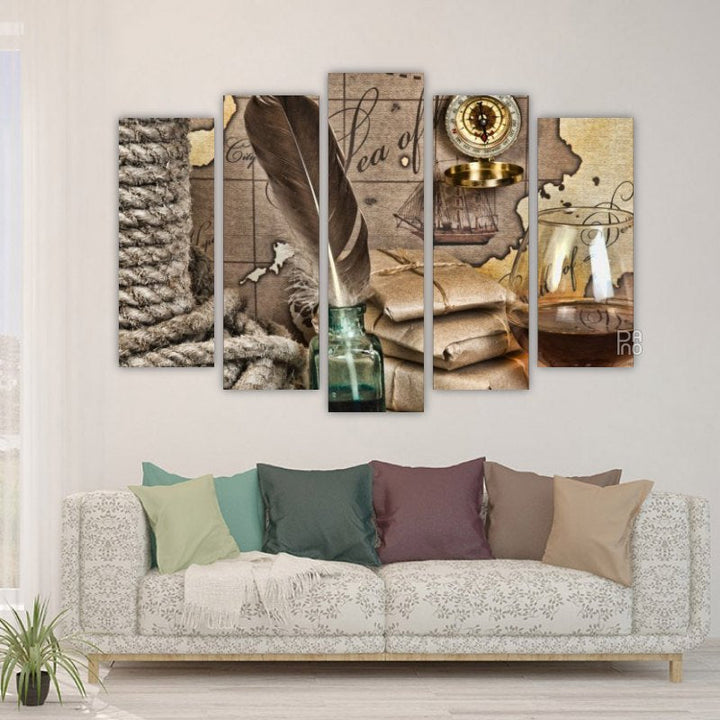 Vintage Items – five-piece modular wall art