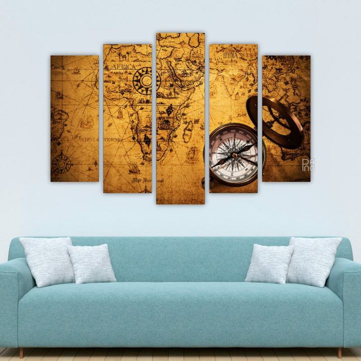 Retro Navigation Equipment – five-piece modular wall art