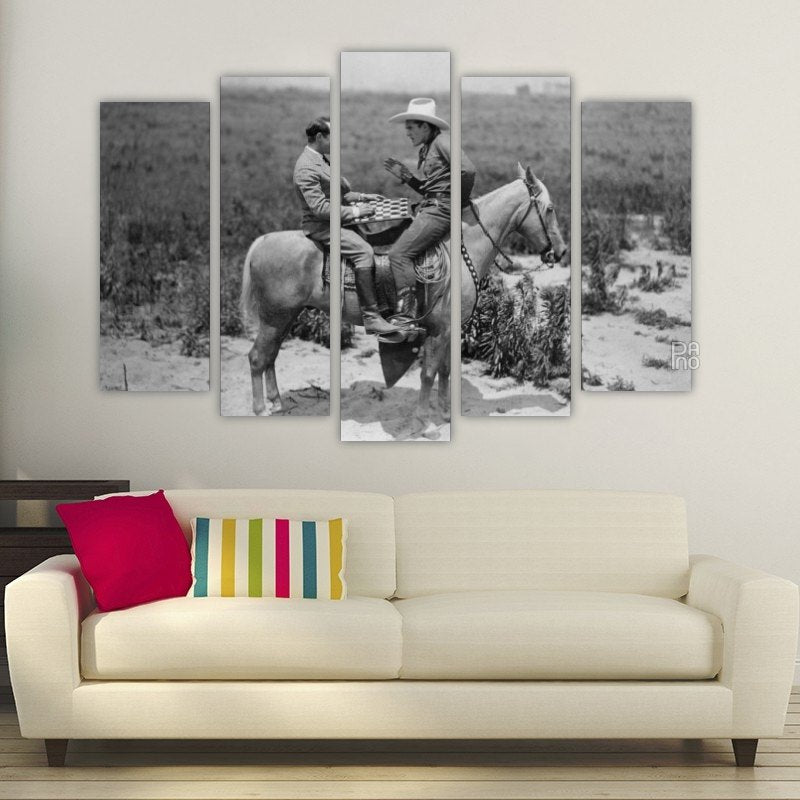 Cowboy and businessman – five-piece modular wall art