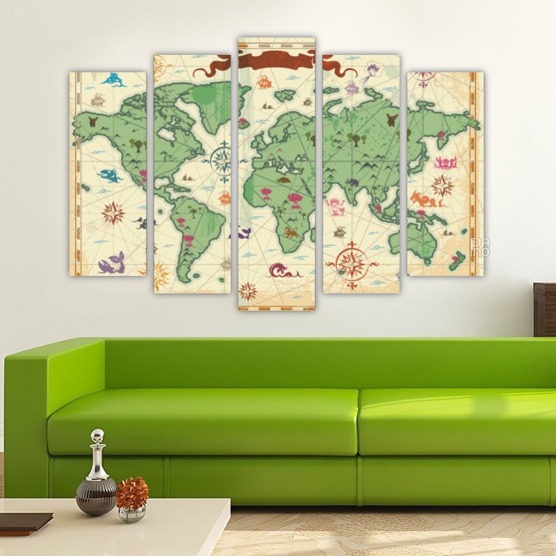 Colorful Map of the Ancient World – five-piece modular wall art