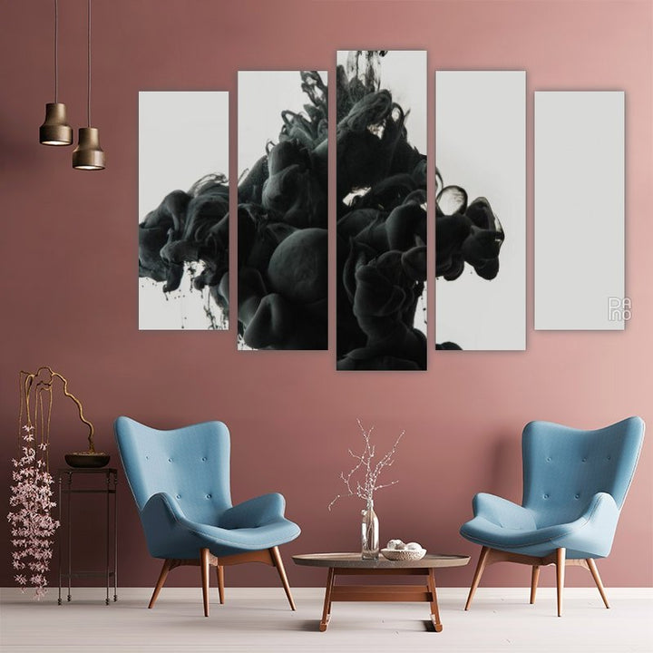 Beautiful effect in black – five-piece modular wall art