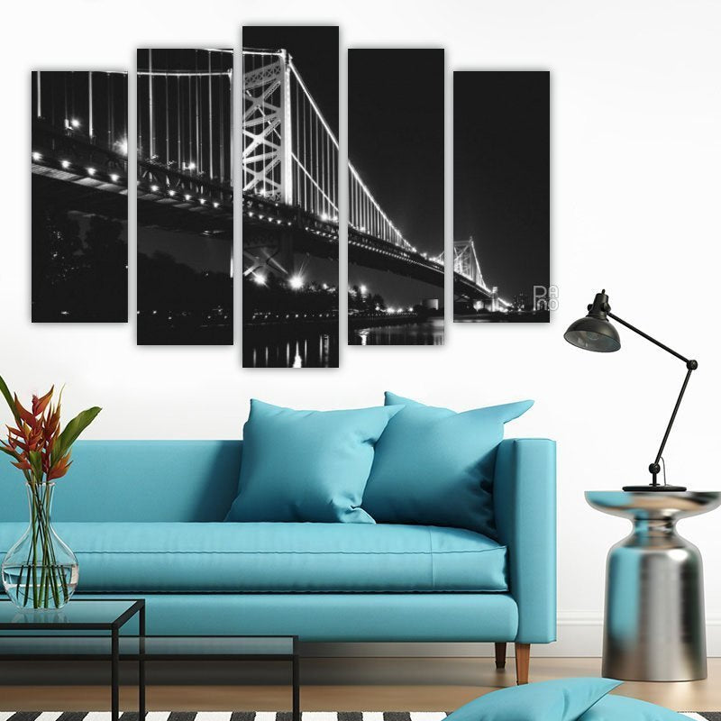 Benjamin Franklin Bridge – five-piece modular wall art