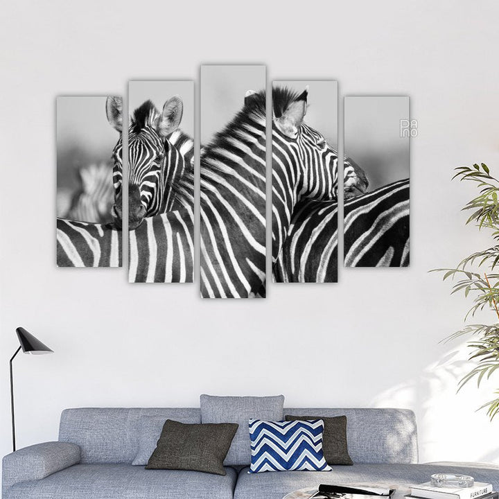 Herd of zebras in black and white photo – reference image 2
