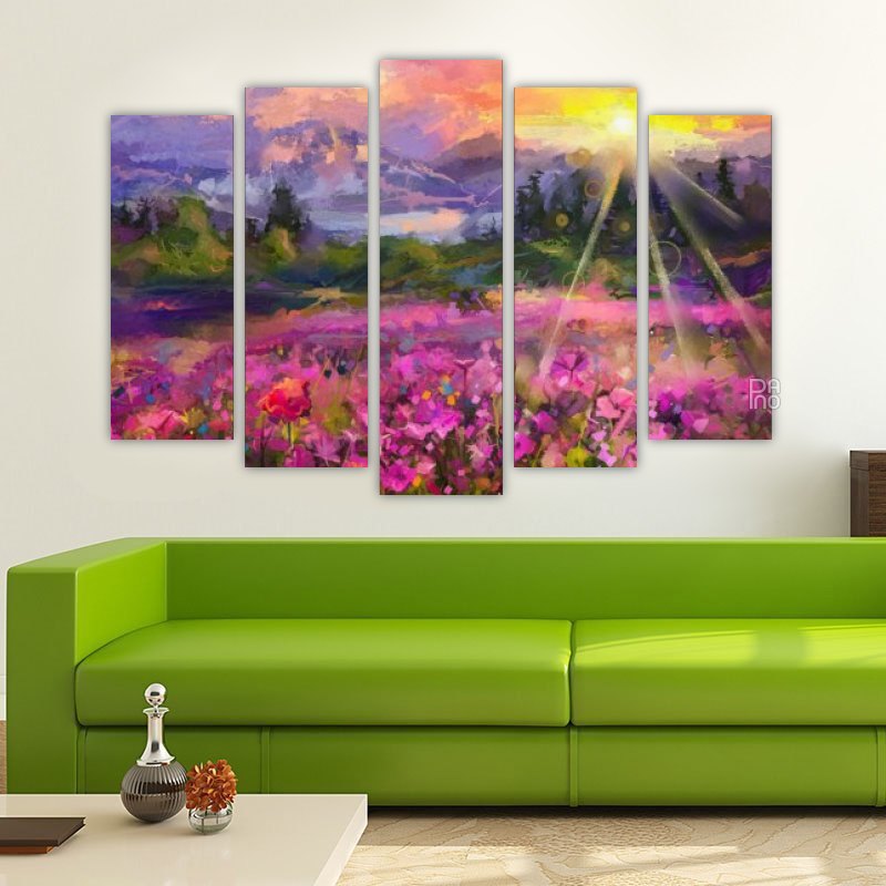 Abstract oil painting – five-piece modular wall art
