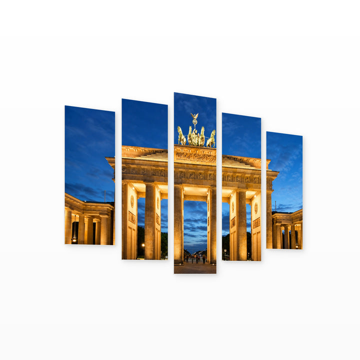 Brandenburg Gate Urban Panorama — five-panel wall art on white background in perspective | 5wallart 51057 M1