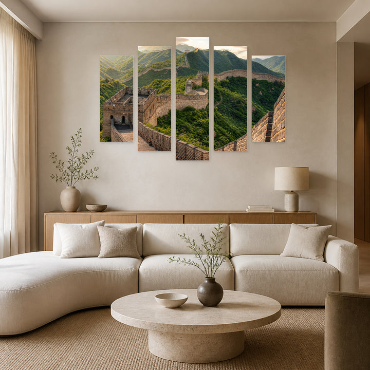 Great Wall of China in Serene Light — five-panel wall art in frontal interior | 5wallart 51061 M3