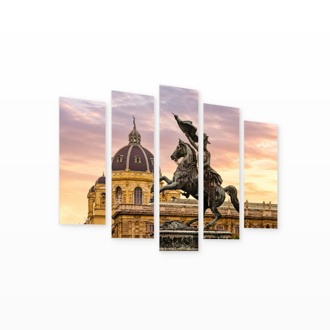 Duke Karl, Vienna in Serene Light — five-panel wall art on white background in perspective | 5wallart 51153 M1