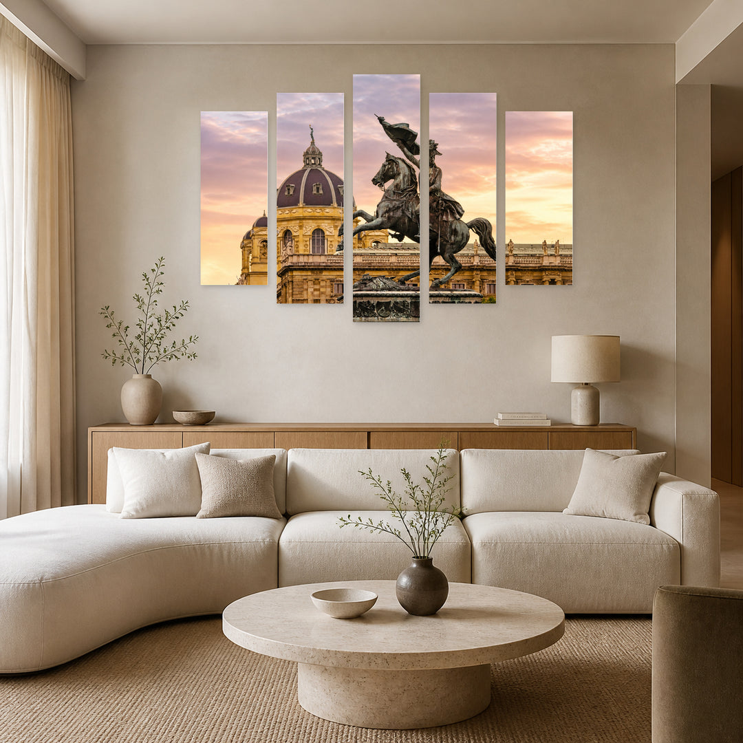 Duke Karl, Vienna in Serene Light — five-panel wall art in frontal interior | 5wallart 51153 M3