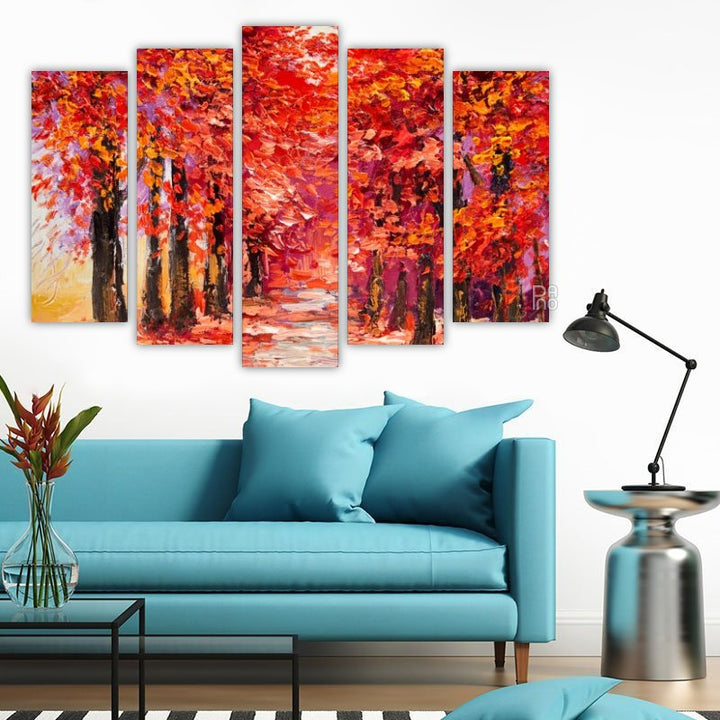 Autumn path 2 – five-piece modular wall art