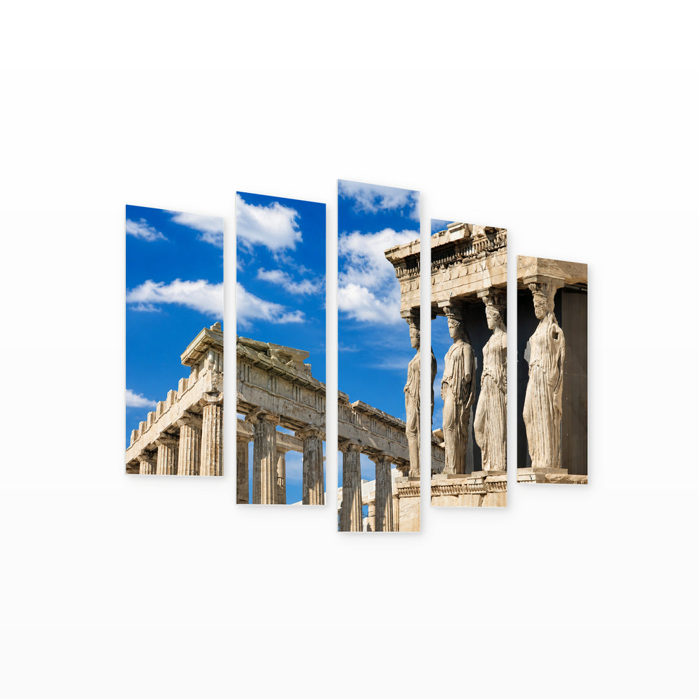 Acropolis with Geometric Rhythm — five-panel wall art on white background in perspective | 5wallart 51292 M1