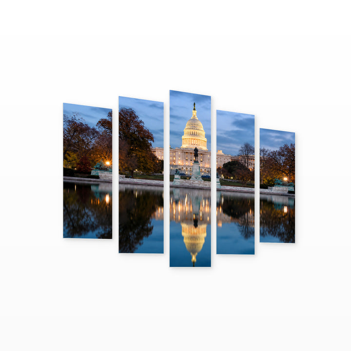 View of the Capital Washington Urban Panorama — five-panel wall art on white background in perspective | 5wallart 51335 M1