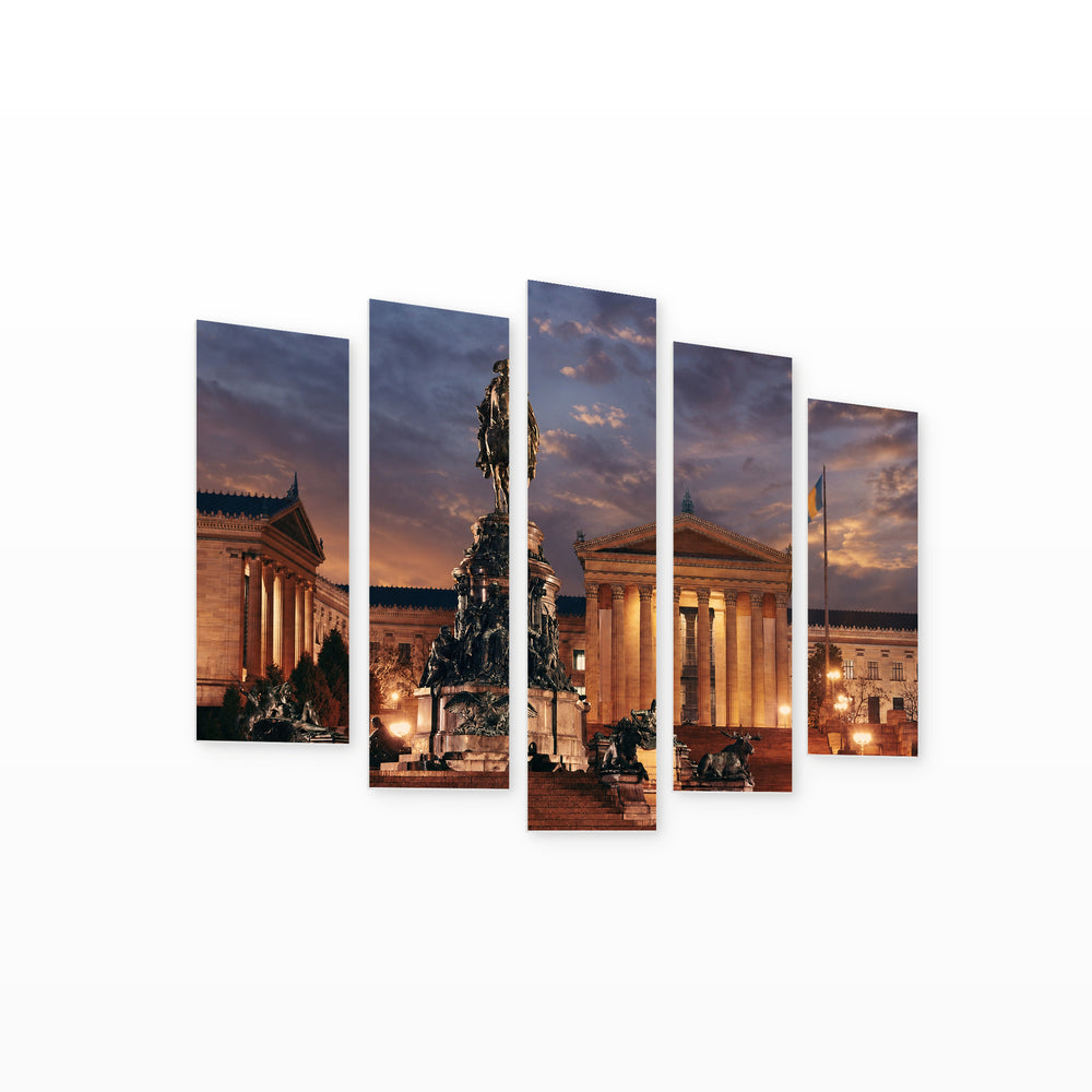 Philadelphia, Art Museum with Dreamlike Atmosphere — five-panel wall art on white background in perspective | 5wallart 51385 M1