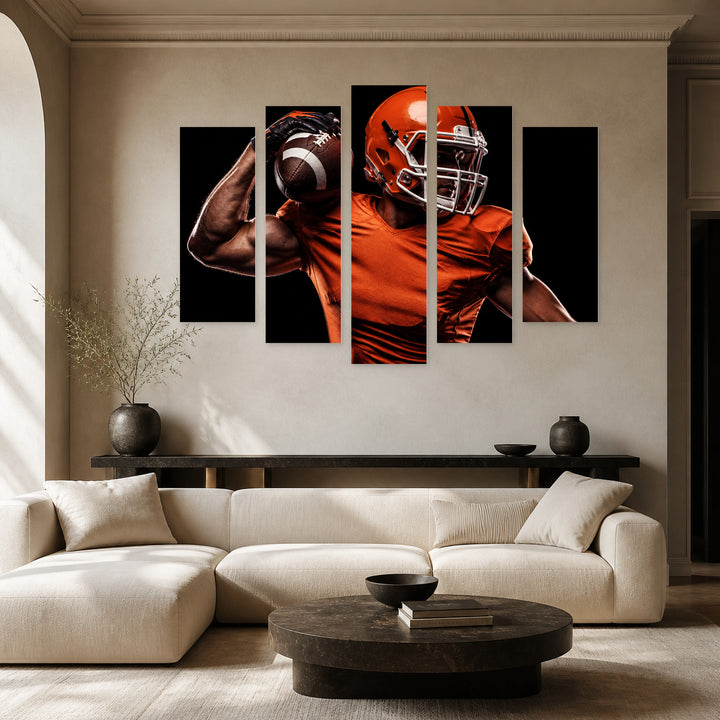 American Rugby Player in Winter — five-panel wall art in frontal interior | 5wallart 51487 M3