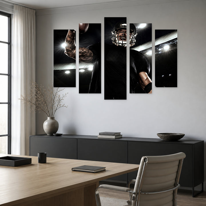 Victory with Dramatic Contrast — five-panel wall art in frontal interior | 5wallart 51504 M3