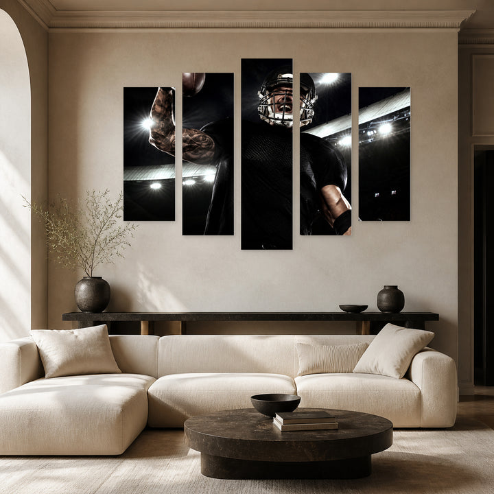 Victory with Dramatic Contrast — five-panel wall art in alternate frontal interior | 5wallart 51504 M4