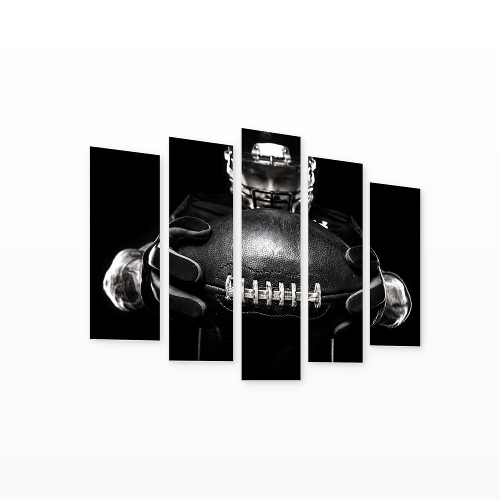 Portrait of a Rugby Ball Modern Composition — five-panel wall art on white background in perspective | 5wallart 51507 M1