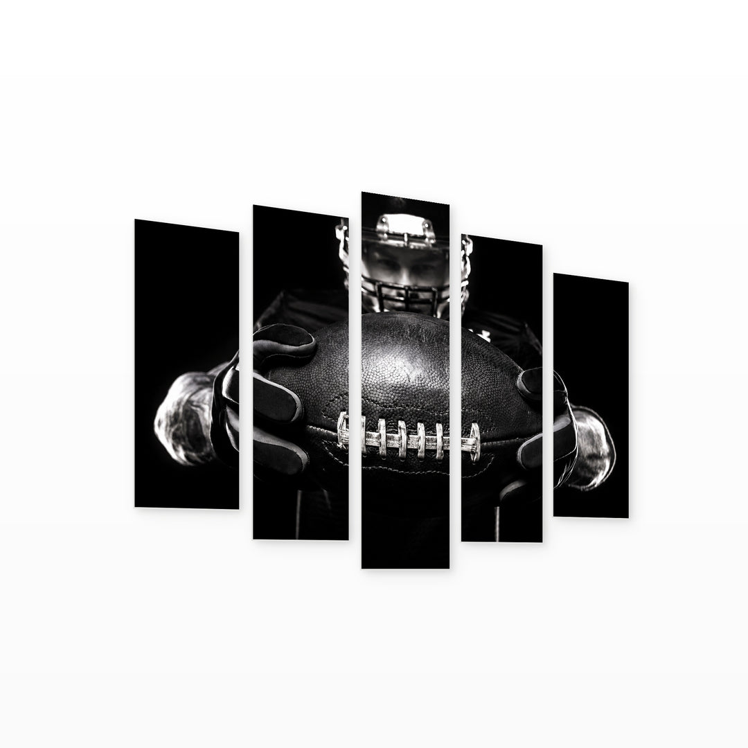 Portrait of a Rugby Ball Modern Composition — five-panel wall art on white background in perspective | 5wallart 51507 M1