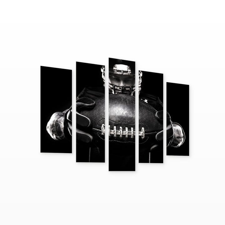 Portrait of a Rugby Ball Modern Composition — five-panel wall art on white background in perspective | 5wallart 51507 M1