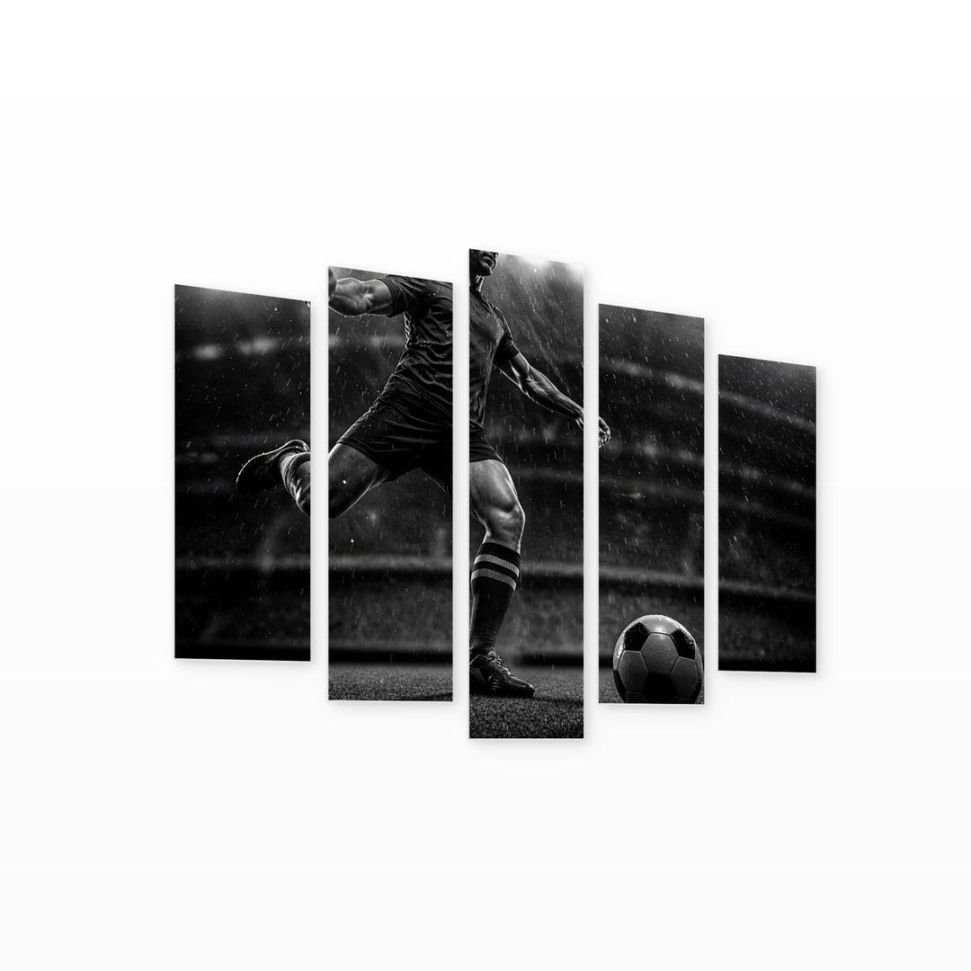 Football Player in Stadium at Night — five-panel wall art on white background in perspective | 5wallart 51536 M1