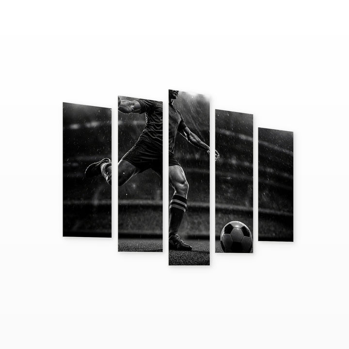 Football Player in Stadium at Night — five-panel wall art on white background in perspective | 5wallart 51536 M1