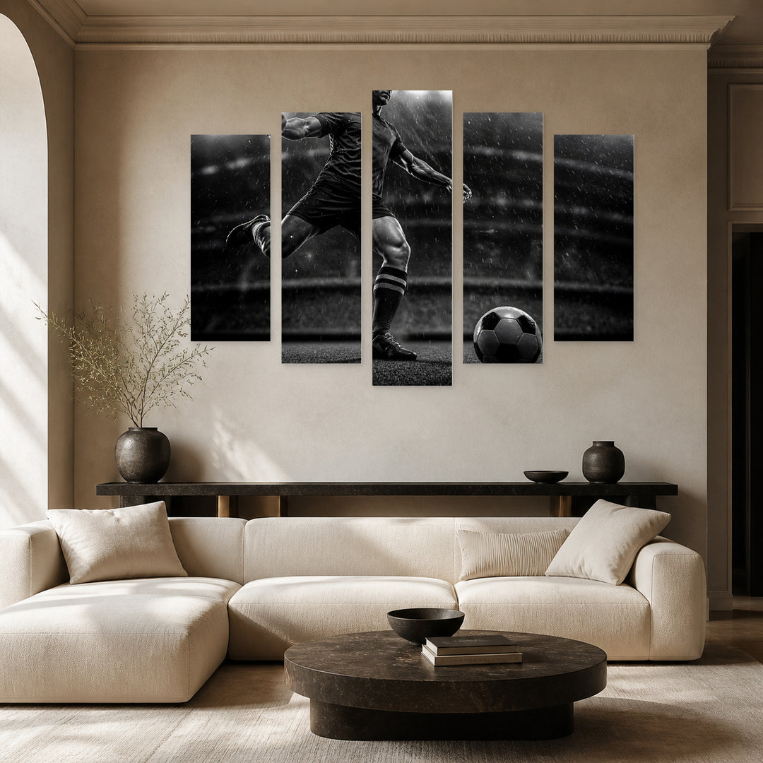 Football Player in Stadium at Night — five-panel wall art in alternate frontal interior | 5wallart 51536 M4