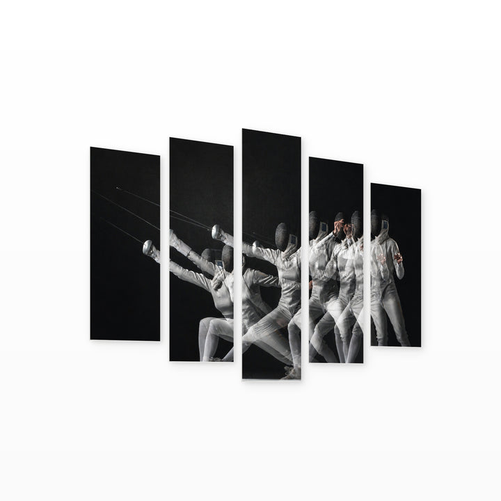 Portrait of a Woman in Serene Light — five-panel wall art on white background in perspective | 5wallart 51573 M1