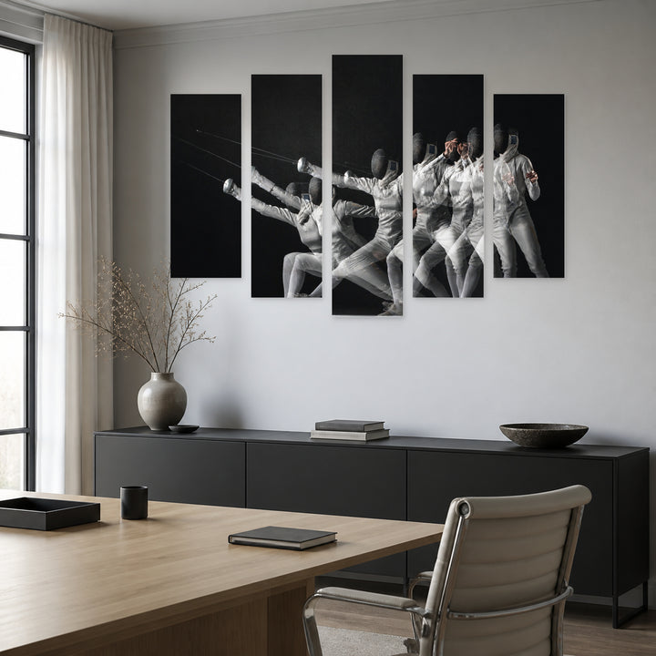 Portrait of a Woman in Serene Light — five-panel wall art in alternate frontal interior | 5wallart 51573 M4