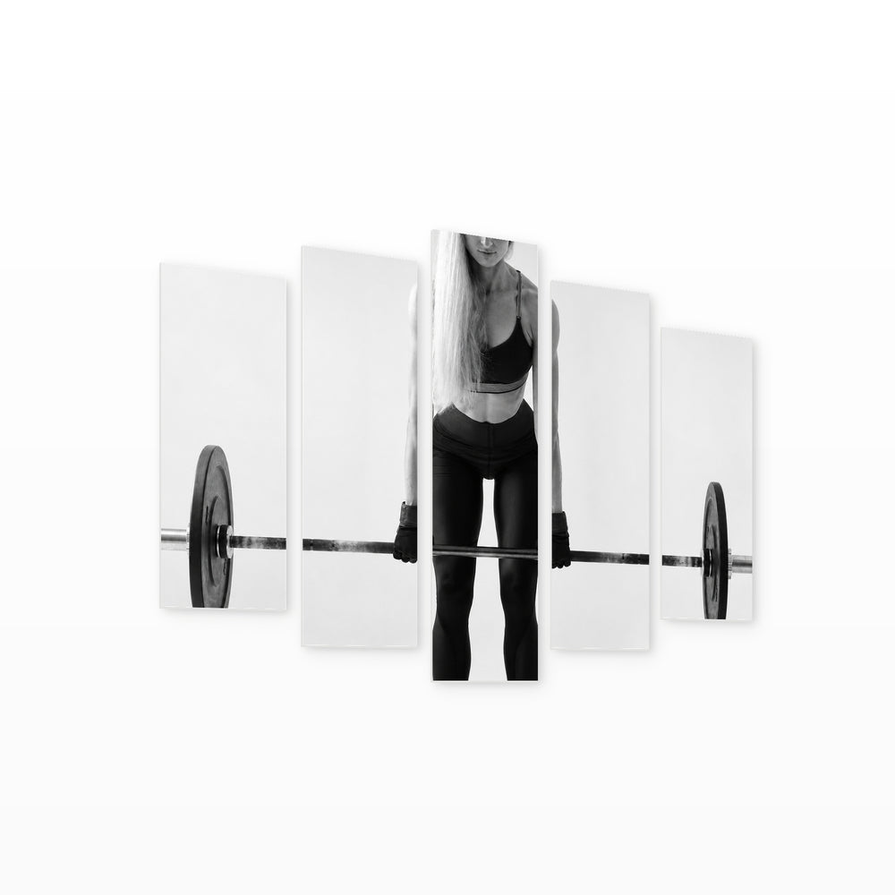 Fitness Workout Motion Study — five-panel wall art on white background in perspective | 5wallart 51576 M1