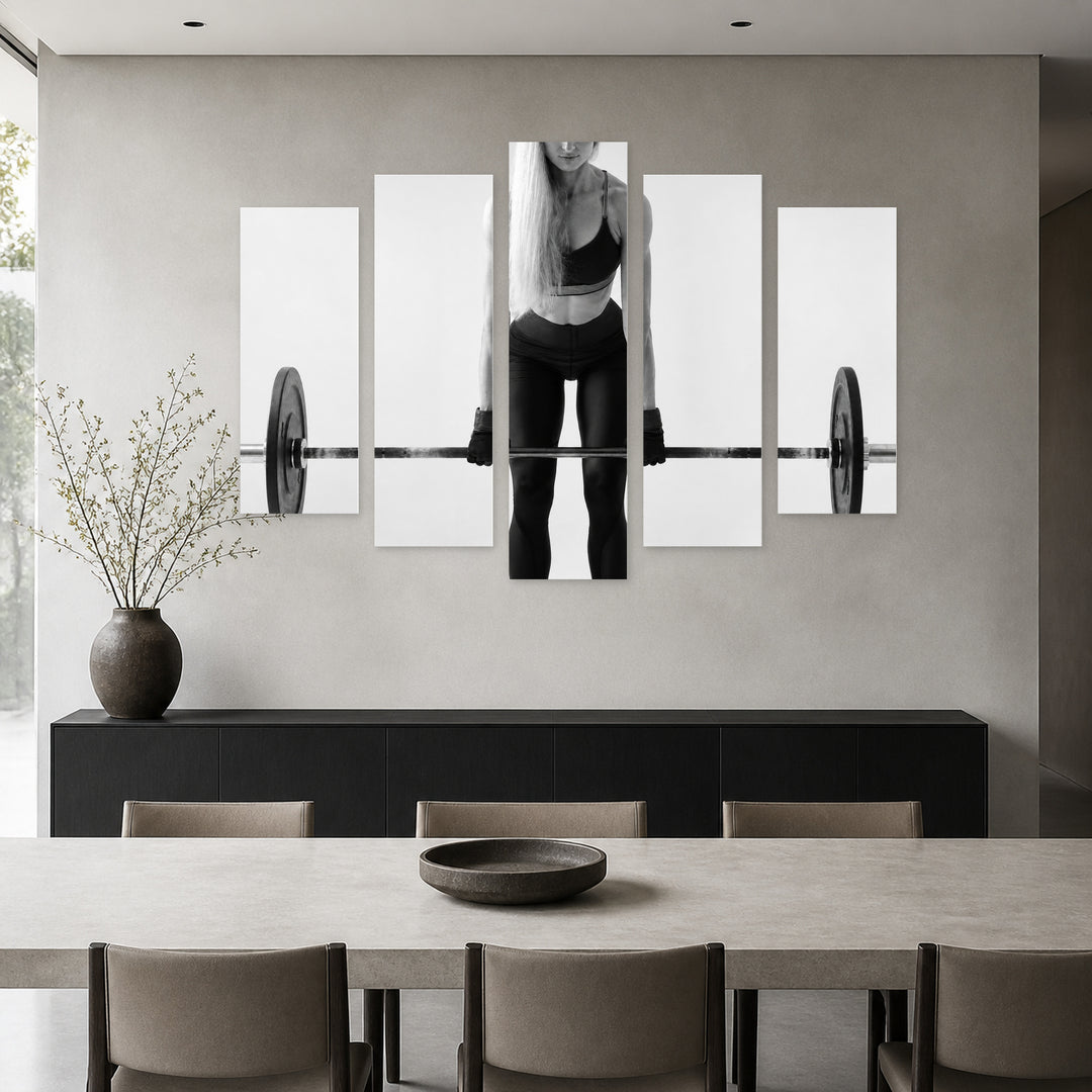 Fitness Workout Motion Study — five-panel wall art in frontal interior | 5wallart 51576 M3