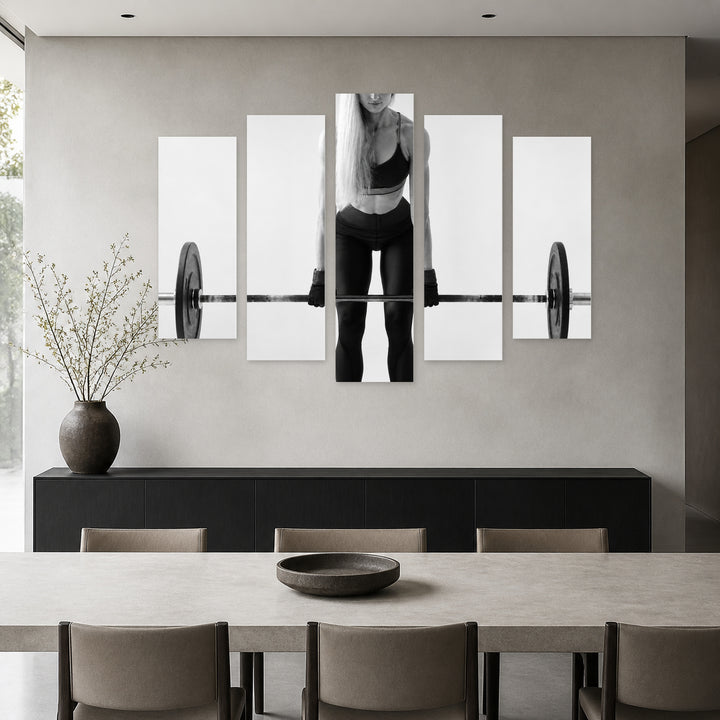 Fitness Workout Motion Study — five-panel wall art in frontal interior | 5wallart 51576 M3