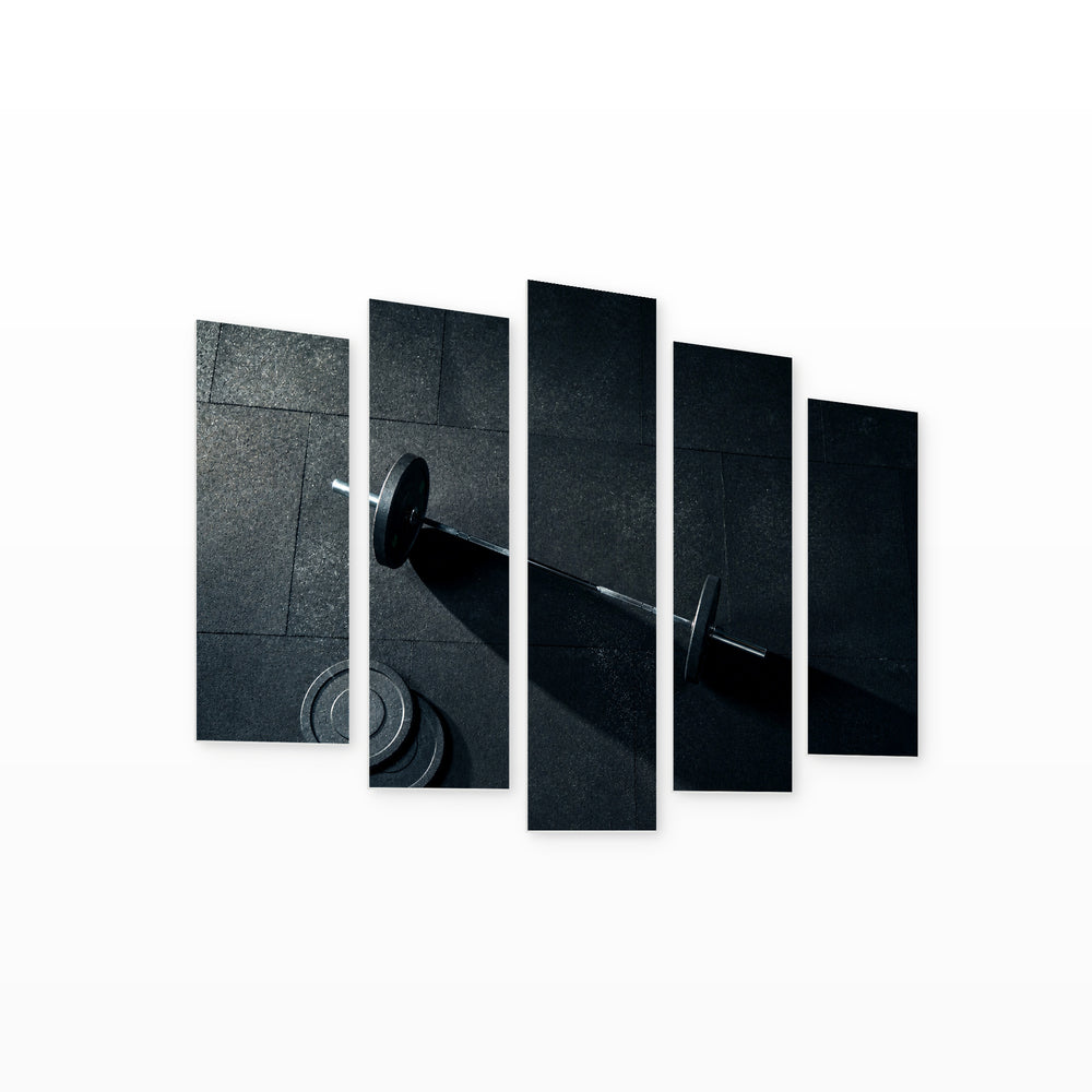 Workout Preparation at Night — five-panel wall art on white background in perspective | 5wallart 51580 M1